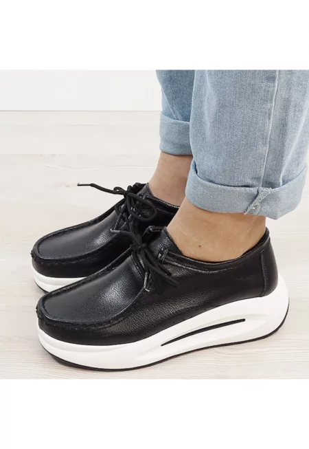 Черни мокасини от естествена кожа WKS02 M7 16737