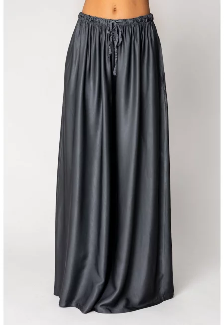 Дълги панталони от смес от коприна Сив антрацит 18040 - Пепеляво сиво