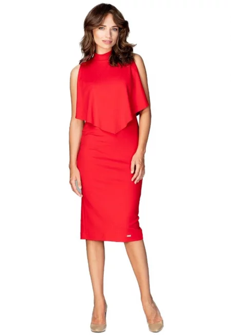 Дамска миди рокля  Kahervydd K480 червена