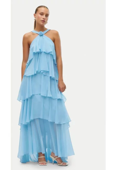 Дамска рокля -  Синя - Полиестер