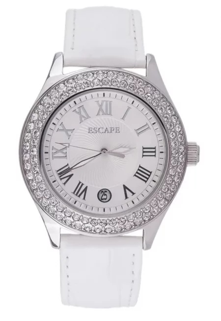 Дамски часовник  ECP10491 40мм - каишка от екологична кожа - водоустойчивост 5 АТМ - сребрист