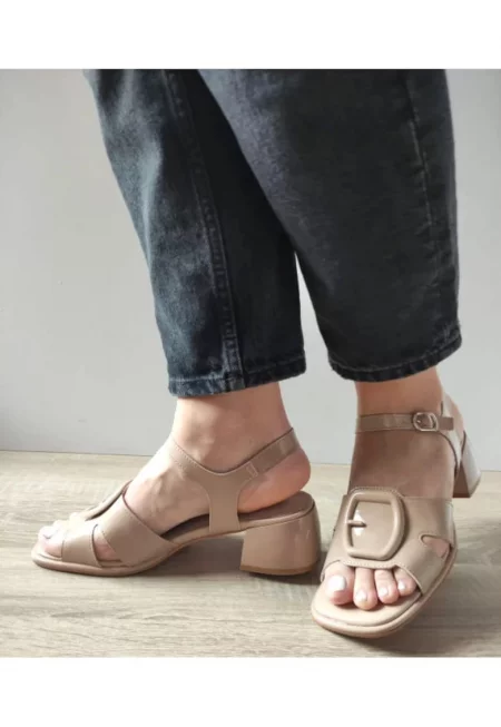 Дамски сандали  60032A 03-L - Елегантни - Бежов лак - Бежов - Бежов