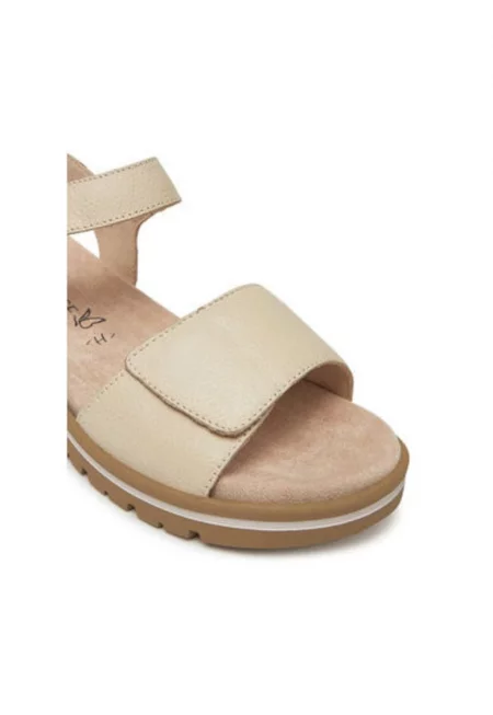 Дамски сандали - 9-28712-44 -  Естествена кожа - Бели - Бял