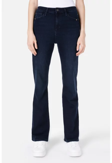 Дънки с висока талия и стандартна кройка - Тъмносин