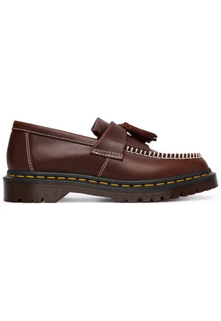 Dr Martens - мокасини от естествена кожа с пискюли и дебела подметка с контрастни шевове - Червено -