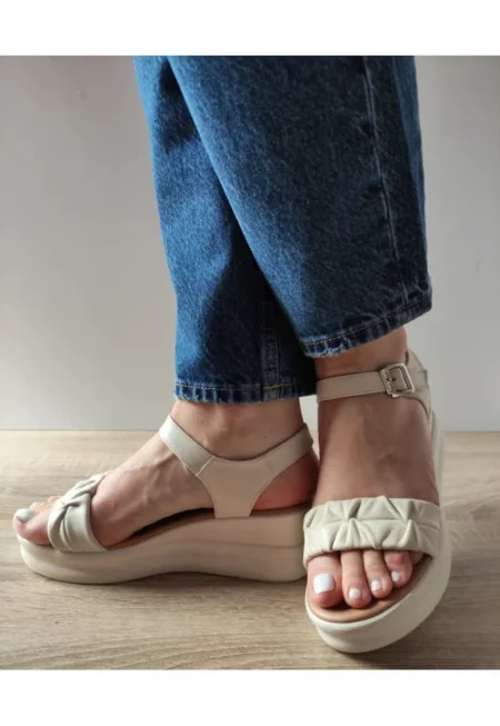 Ежедневни дамски сандали  49008 Крем - Крем - Крем