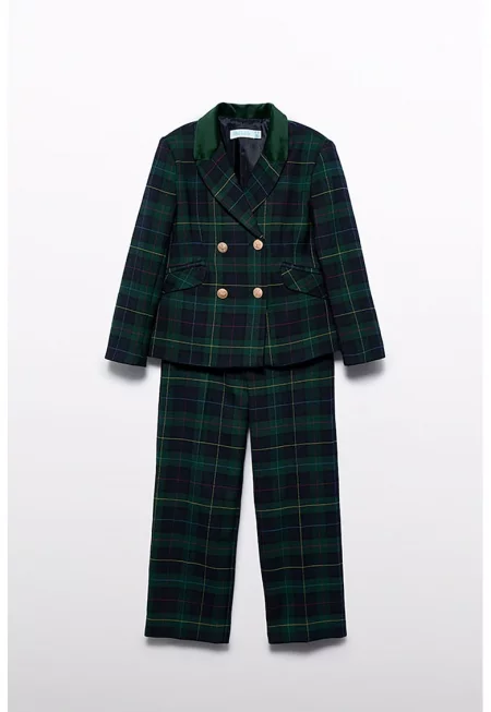 Карирано сако и панталон - Тъмносин