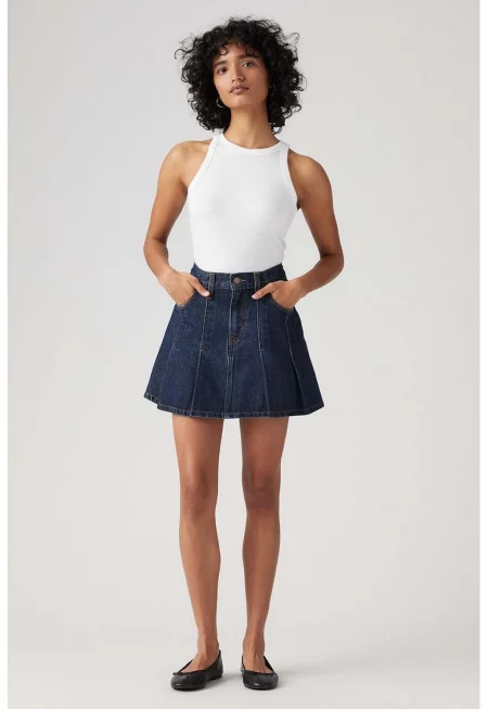 Къса пола от деним Youth с джобове - Тъмносин