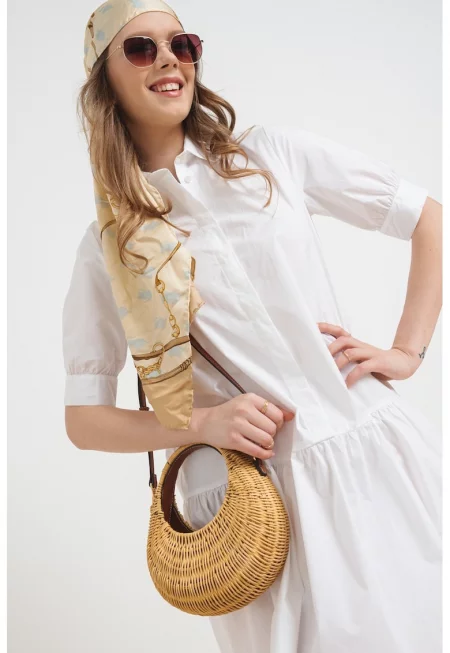 Къса рокля Ebert с набирания - Бял