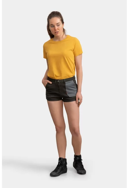 Къси дънки с контрастен джоб - Избеляло черно/Tъмносив