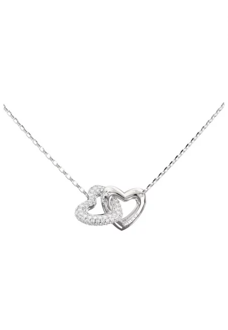 Колие Heart Links от неръждаема стомана с кристали - Сребрист