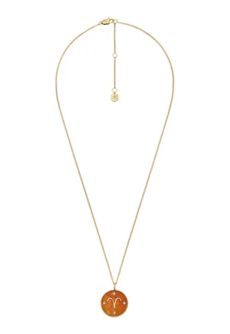 Колие от неръждаема стомана с висулка със зодиакален знак - Златист