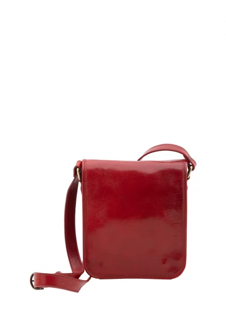Кожена чанта през рамо - Червен