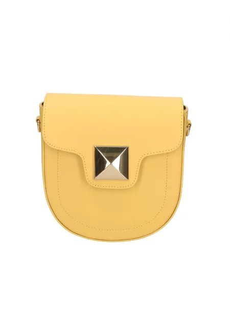 Кожена чанта през рамо с отделяща се презрамка - Светло жълто
