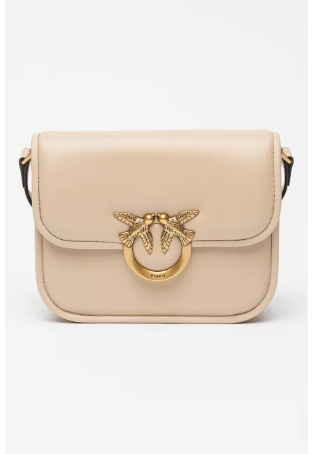 Кожена чанта за рамо с метално лого