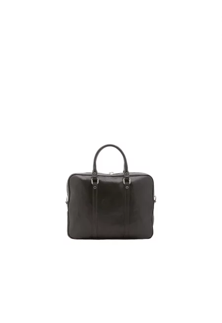 Кожена чанта за рамо с отделяща се презрамка - Черен