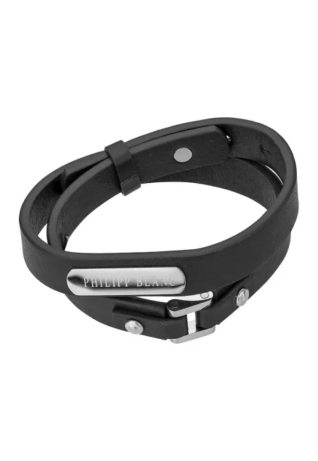 Кожена гривна - Черни - Сребрист