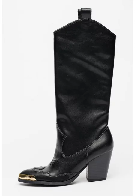 Кожени ботуши с ток