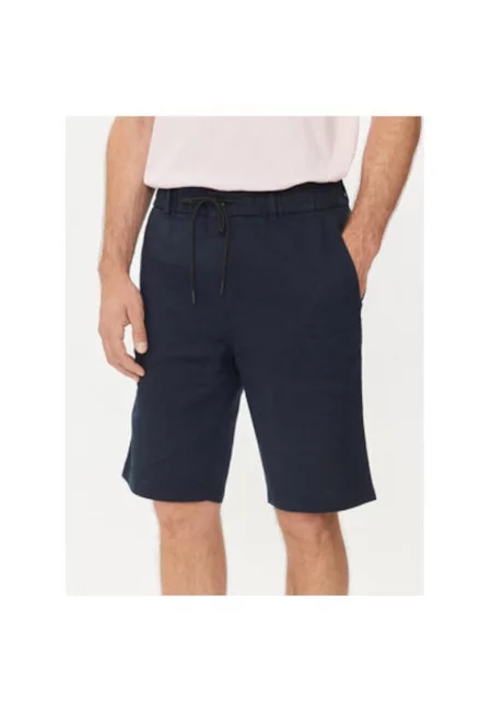 Мъжки къси панталони -  303685256 - Лен/Рециклиран полиестер - Син