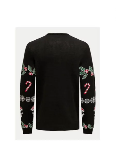 Мъжки пуловер -  304493829 - Акрил - Черен - Черен