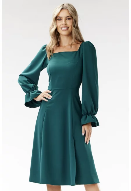 Миди рокля с дълъг ръкав - права A695