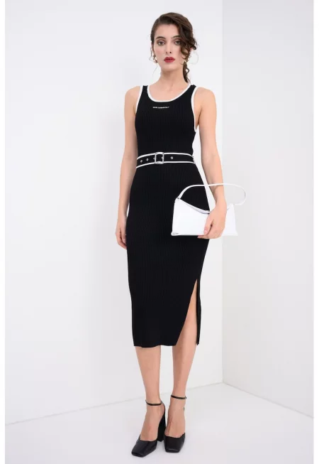 Миди рокля с контрасти