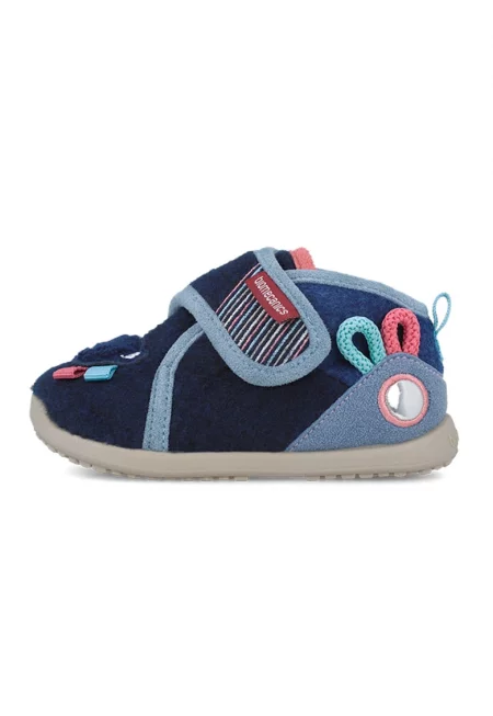 Обувки Felt с велкро и апликации Teddy Bear - Тъмносин - Ледено синьо - Розово -
