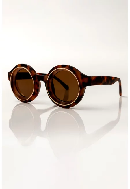 Овални слънчеви очила Zoe - Черен/Кафяв