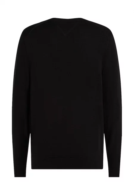 Памучен пуловер с шпиц - Черен