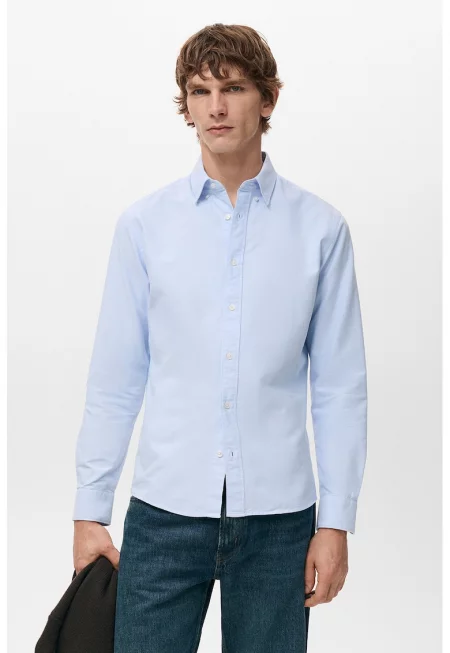 Памучна риза Oxford - Светлосин
