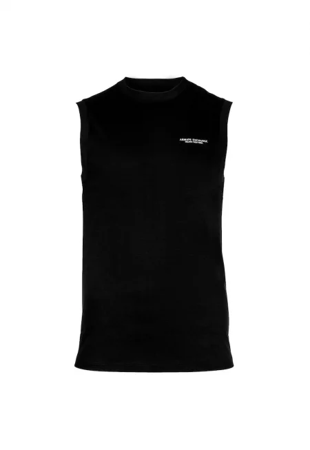 Памучна тениска без ръкави - Черен