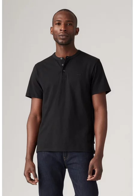 Памучна тениска с цепка с копчета