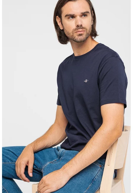 Памучна тениска Shield - Тъмносин