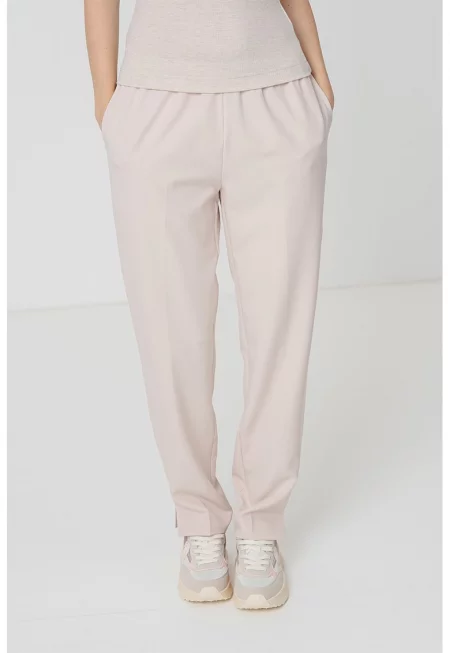 Панталон със стеснен крачол и еластична талия - Бежов