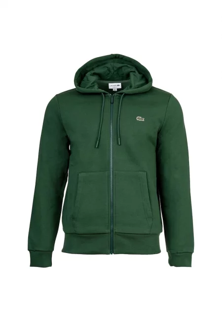 Поларено худи с цип и скосени джобове