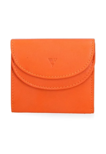 Портмоне от еко кожа с външен джоб - Оранжев