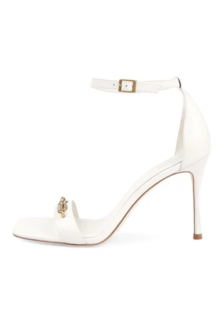 Potamy - Кожени сандали с метални детайли - Мръснобял