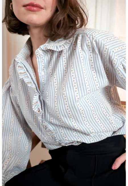 Премиум раирана риза с флорален принт ASD95088 16950