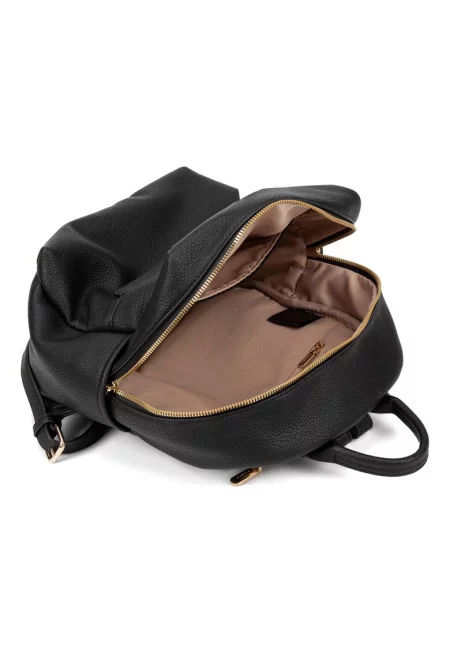 Раница от еко кожа с преден джоб - Черен