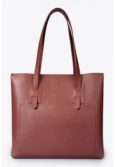 Релефна кожена чанта Tote