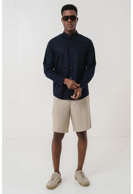 Риза с лиосел и лен с яка Henley