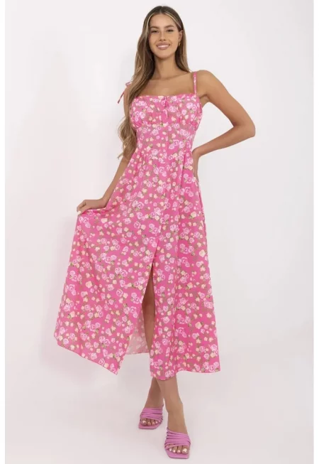 Рокля  полиестер - розова - един размер