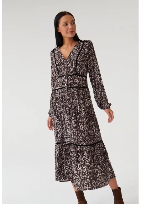 Рокля с десен и шпиц Alma - Бял/Черен