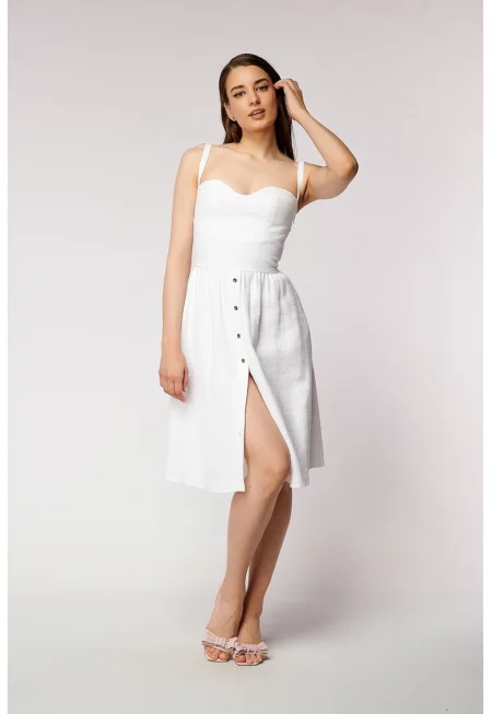 Рокля с памук и цепка отпред