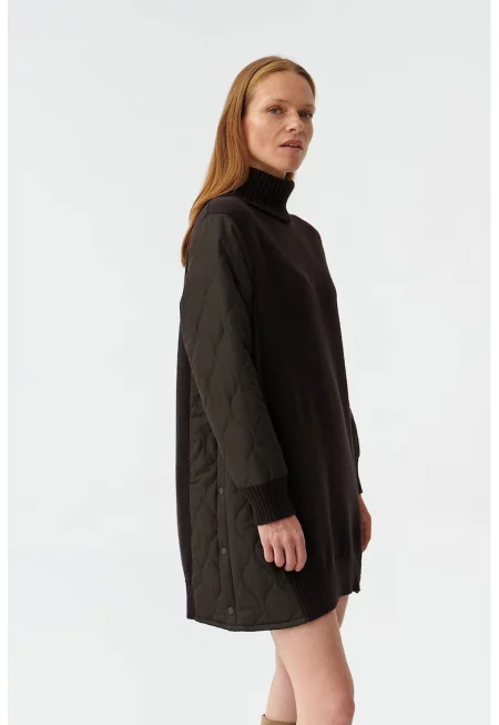 Рокля тип пуловер Ina с поло - Тъмнокафяв