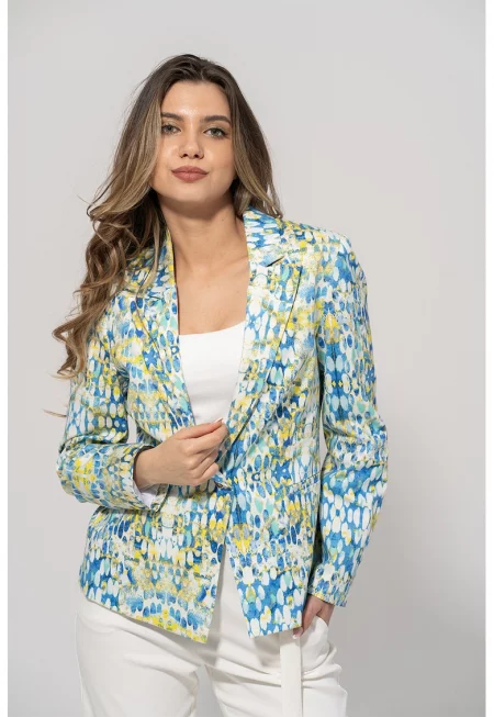 Сако Maddy с принт - Бял/Жълт/Син