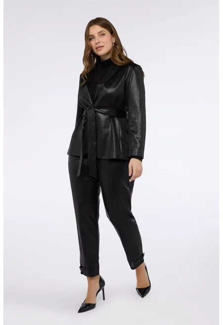 Сако от еко кожа с връзка