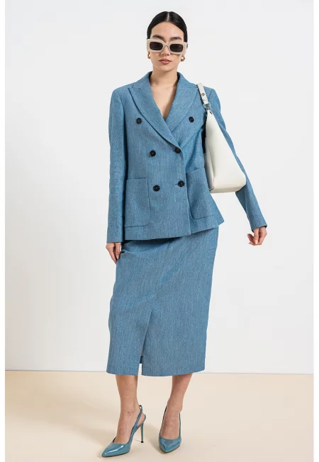 Сако с двуредно закопчаване - Прашно синьо