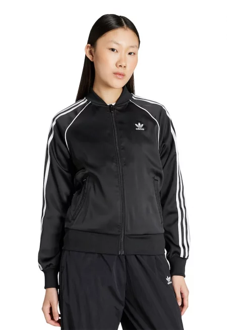 Сатиниран суитшърт SST с цип - Черен/Мръснобял