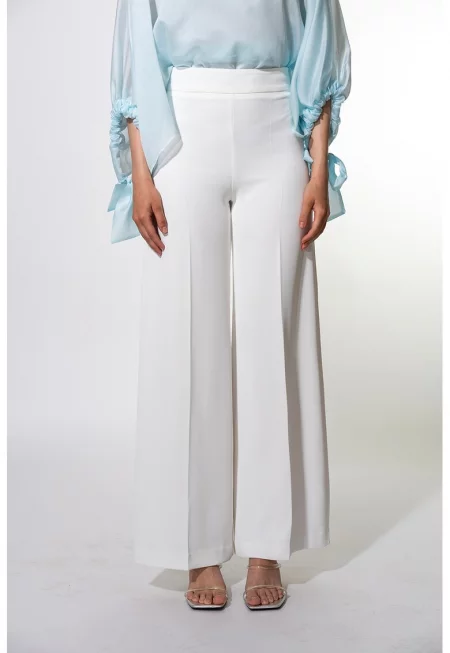 Широк панталон Erica с басти - Бял
